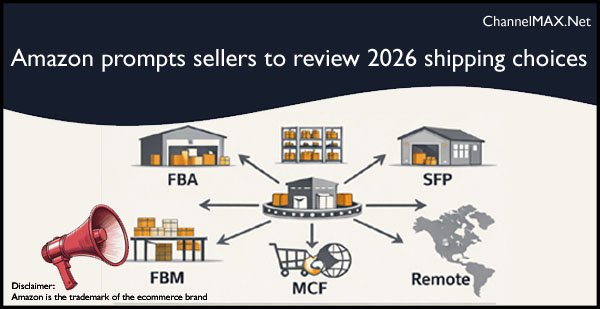 Amazon prompts sellers to review 2026 shipping choices across FBA, AWD, SFP, FBM and more